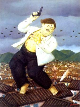 "La Muerte de Escobar". Oleo sobre tela del reconocido artista colombiano Fernando Botero.