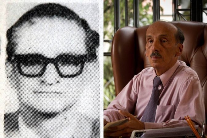 El actor Jorge Herrera (Foto de la derecha) interpretó al magistrado Gustavo Zuluaga Serna, que investigaba uno de los casos tempranos contra Escobar cuando fue ultimado por sicarios del jefe.