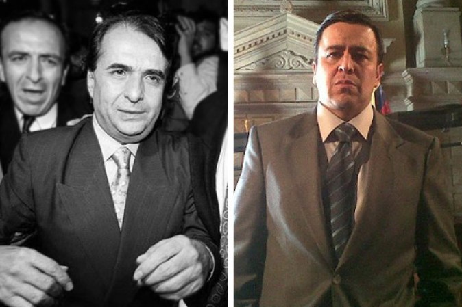 Alberto Santofimio Botero (Foto de la izquierda), exministro de Justicia de Colombia del Partido Liberal. En la telenovela muchos lo comparan con el senador Santori, que conspira con Pablo en múltiples crímenes..