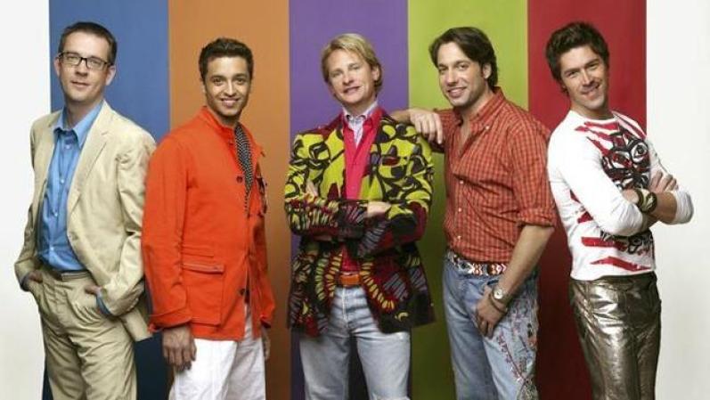 Los conductores de "Queer Eye": Ted Allen, Jai Rodriguez, Carson Kressley, Thom Filicia y Kyan Douglas.