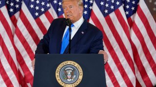 President Donald Trump speaks in the East Room of the White House, early Wednesday, Nov. 4, 2020, in Washington.