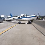 An airplane made an emergency landing on Interstate 5 near Del Mar on Tuesday, Aug. 24, 2021.