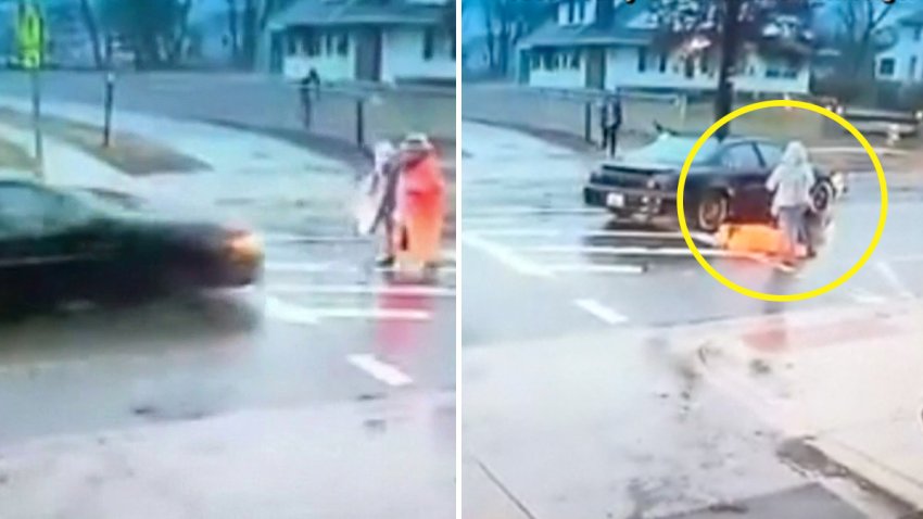 En video: guardia escolar salva a un niño a punto de ser atropellado por un auto