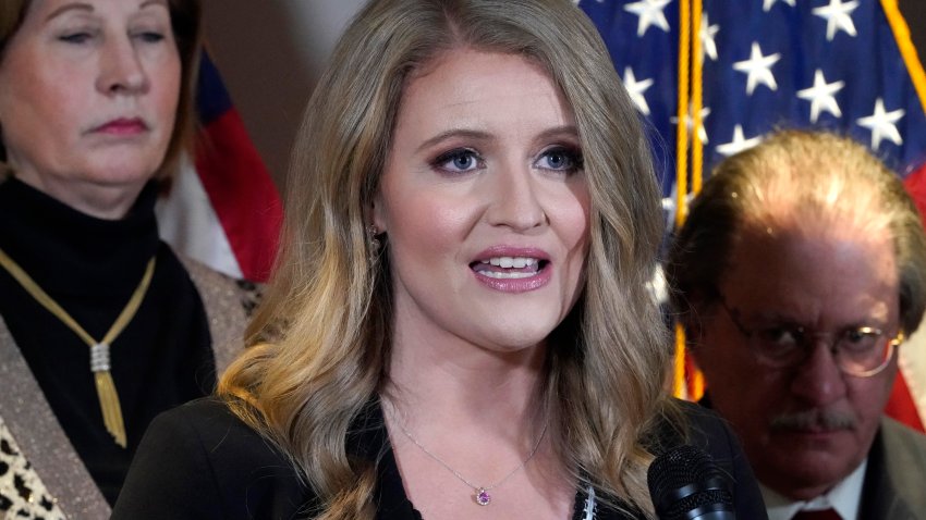 FILE – Jenna Ellis, a former member of then-President Donald Trump’s legal team, speaks during a news conference at the Republican National Committee headquarters, Nov. 19, 2020, in Washington.  Ellis has been formally censured by a judge after admitting she made repeated misstatements about the 2020 presidential election.  Jenna Ellis acknowledged making 10 separate false statements on television and Twitter about the election. (AP Photo/Jacquelyn Martin, File)