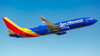 Southwest Airlines celebrated five years of airline service to Hawaii at the Long Beach Airport with a new plane painted to honor the islands of Hawaii, in Long Beach on Friday, April 28, 2023.