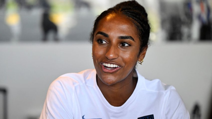 Carson, CA – June 27:  Defender Naomi Girma during the US women’s national soccer team media day for the upcoming women’s world cup in Australia and New Zealand at Dignity Health Sports Park in Carson on Tuesday, June 27, 2023. (Photo by Keith Birmingham/MediaNews Group/Pasadena Star-News via Getty Images)