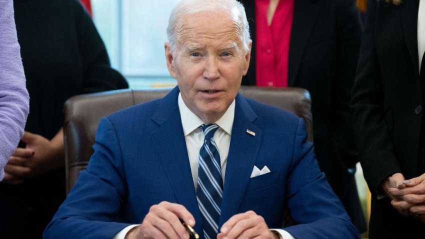 US President Joe Biden speaks after signing a Presidential Memorandum that will establish the first-ever White House Initiative on Women’s Health Research in the Oval Office of the White House in Washington, DC, November 13, 2023. (Photo by SAUL LOEB / AFP) (Photo by SAUL LOEB/AFP via Getty Images)