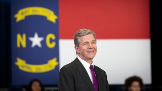 FILE - North Carolina Gov. Roy Cooper is seen before President Joe Biden speaks to guests during a visit to North Carolina Agricultural and Technical State University on April 14, 2022, in Greensboro, North Carolina.