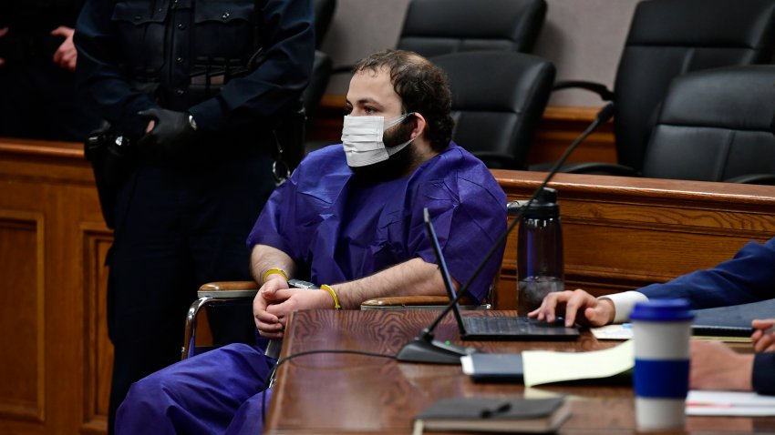 BOULDER, CO – MARCH 25: Ahmad Al Aliwi Alissa, 21, appears before Boulder District Court Judge Thomas Mulvahill at the Boulder County Justice Center in Boulder, Colorado on March 25, 2021. Alissa is suspected of shooting and killing 10 people at a King Soopers grocery store in Boulder on Monday, March 22. The Boulder County district attorney charged Alissa with 11 counts in connection to the shooting. Alissa has been held in jail since his arrest Monday at the scene of the shooting on suspicion of 10 counts of first-degree murder and one count of attempted murder. (Photo by Helen H. Richardson/MediaNews Group/The Denver Post via Getty Images)