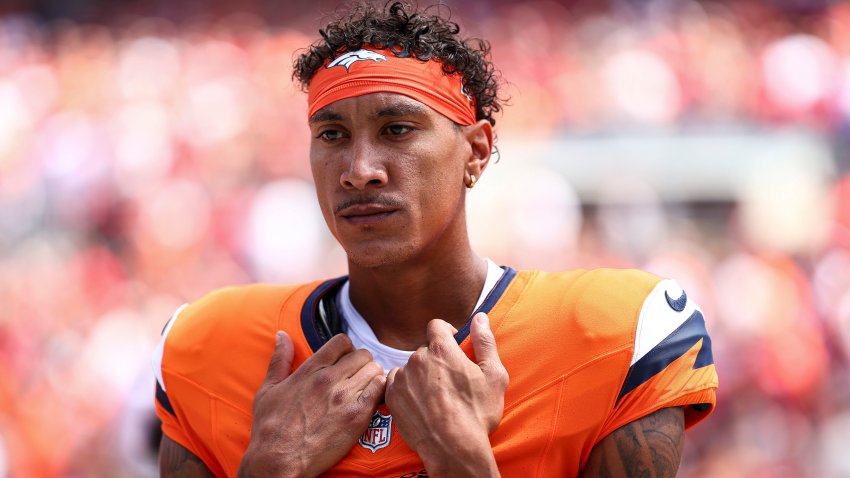 TAMPA, FL – SEPTEMBER 22: Josh Reynolds #11 of the Denver Broncos stands on the sidelines during the national anthem prior to an NFL football game against the Tampa Bay Buccaneers at Raymond James Stadium on September 22, 2024 in Tampa, Florida. (Photo by Kevin Sabitus/Getty Images)