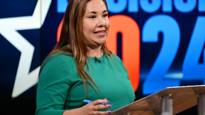 DENVER, CO – OCTOBER 8 : Congresswoman Yadira Caraveo, the Democratic incumbent, participated in the 8th congressional debate against Republican state Rep. Gabe Evans at 9news studio in Denver, Colorado on Tuesday, October 8, 2024. (Photo by Hyoung Chang/The Denver Post)