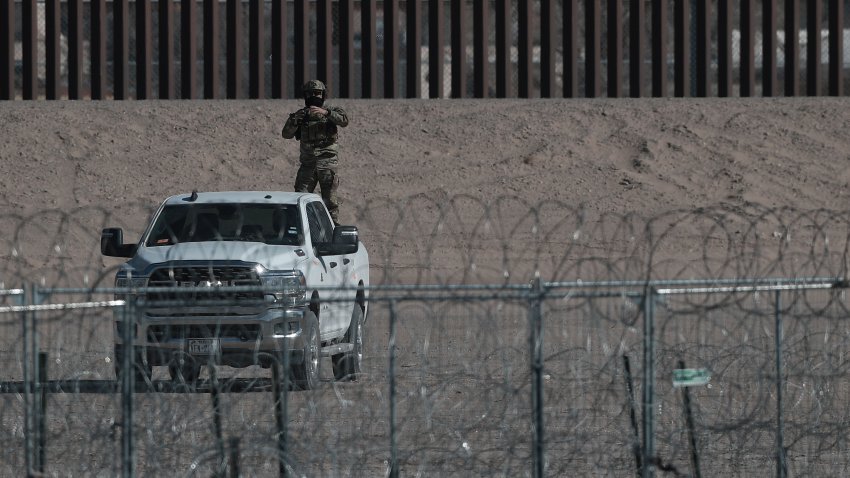 CIUDAD JUAREZ , MEXICO – JANUARY 24: US authorities, Border Patrol agents and the Texas National Guard monitor the border between El Paso, Texas and Ciudad Juarez on January 24,  2025 in Ciudad Juarez, Mexico. (Photo by Christian Torres/Anadolu via Getty Images)