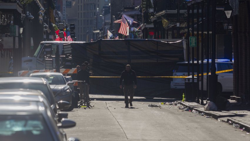 NEW ORLEANS, LOUISIANA, USA – JANUARY 1: Police checkpoints on and around Bourbon Street, after a vehicle plowed into New Year crowds at a tourist district local authorities said in New Orleans, Louisiana, United States on January 1, 2025. (Photo by Patt Little/Anadolu via Getty Images)