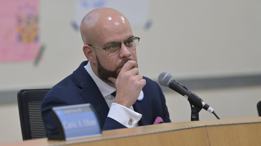 DENVER, COLORADO – NOVEMBER 21: Alex Marrero, Superintendent of Denver Public Schools, listens as members of DPSs board voted unanimous to close 7 schools during a meeting at DPS headquarters downtown Denver, Colorado on November 21, 2024. (Photo by RJ Sangosti/MediaNews Group/The Denver Post via Getty Images)