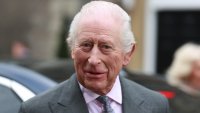King Charles III smiles at the crowd during a visit to Banbridge Old Town Hall on day three of the royal visit to Northern Ireland. Picture date: Friday March 21, 2025. (Photo by Liam McBurney/PA Images via Getty Images)