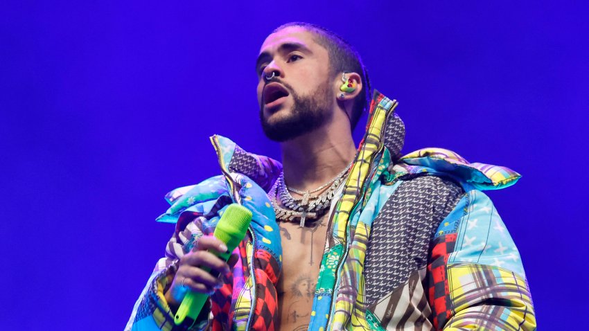 INDIO, CALIFORNIA – APRIL 14: Bad Bunny performs at the Coachella Stage during the 2023 Coachella Valley Music and Arts Festival on April 14, 2023 in Indio, California. (Photo by Frazer Harrison/Getty Images for Coachella)