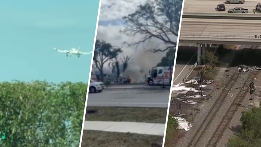 Images from a fatal plane crash in Boca Raton on April 11, 2025.