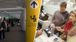 Fotografías de viajeros en aeropuertos de Estados Unidos.
