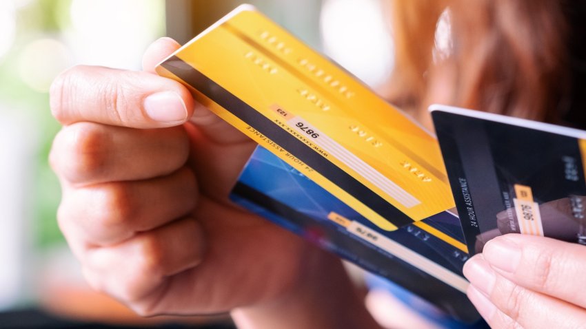 Credit cards in a hand