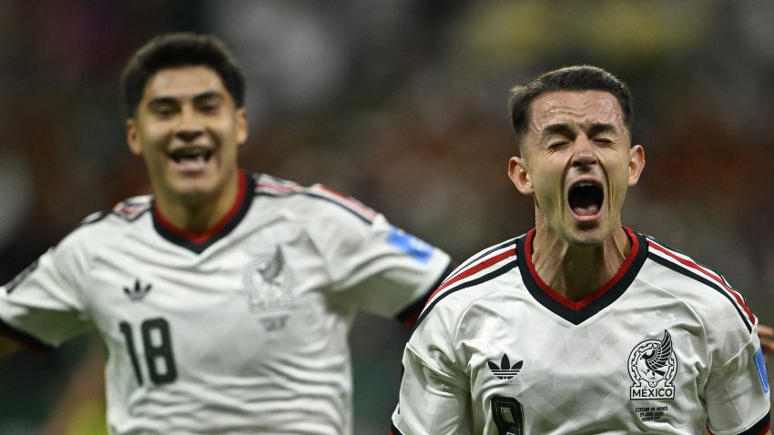 Mexico’s midfielder #08 Alvaro Fidalgo celebrates scoring his team’s third goal during the 2026 World Cup Group A football match between the Czech Republic and Mexico at the Mexico City Stadium in Mexico City on June 24, 2026.  (Photo by Alfredo ESTRELLA / AFP via Getty Images)
